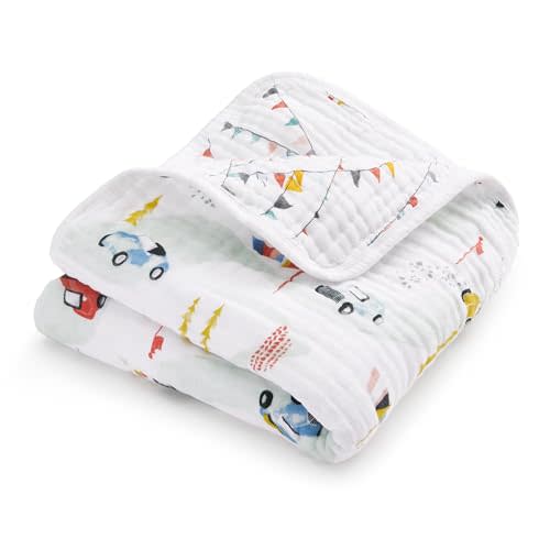aden + anais Essentials Cotton Muslin Dream Blanket, Perfect for Babies, Infants and Toddlers, Crib Blanket, Nursery Essential, Vintage Car Rally