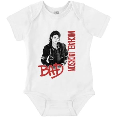 Brisco Brands Michael Jackson Bad Music Album Cover Baby Romper Boys or Girls