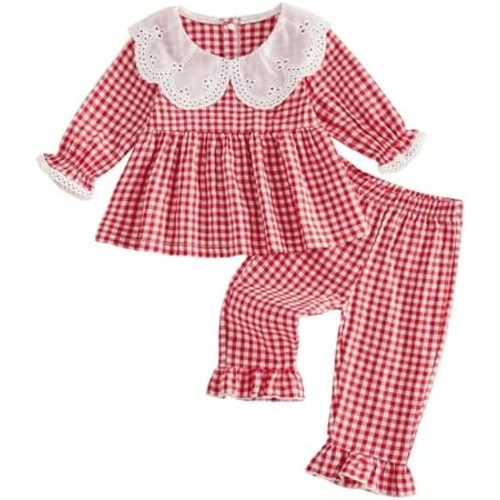 Thorn Tree Girls Fall Outfits Long Sleeve Button Up Shirt Tops Plaid Pants