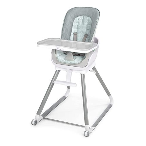 Ingenuity Proper Positioner Deluxe High Chair - 7-in-1 Convertible Baby Seat, Faux Wood Print Legs, Unisex, for Ages 0-36 Months