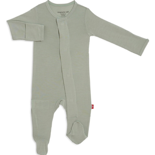 Sage 3-6 Month- Magnetic Me Footie Pajamas Soft Modal Baby Sleepwear with Quick Magnetic Fastener | Boys and Girls Sleeper Preemie-24 Months