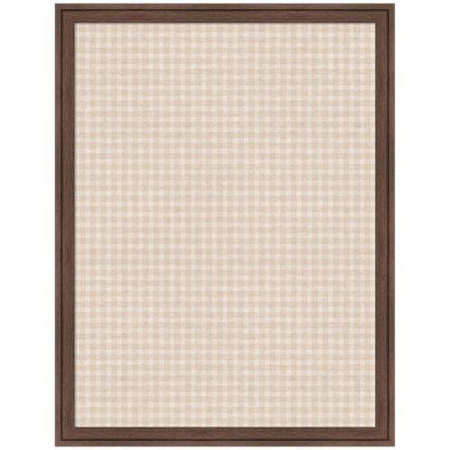 Kate and Laurel Framed Fabric Pinboard Mini Gingham Neutral Linen Wall Organization, 20x26, Florence Medium Brown