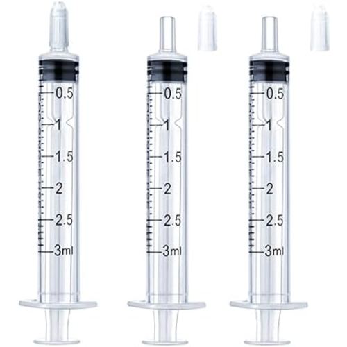 3ml Syringe for Liquid, Oral, Scientific Labs, Measurement, Dispensing, with Cap- 3 Pack 3ml Syringes