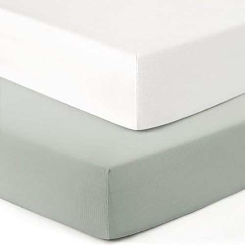 GRSSDER Jersey Crib Sheets for Boys Natural Cream/Beige