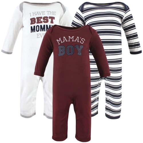 Hudson Baby Infant Boys Cotton Coveralls, Mamas Boy, 0-3 Months