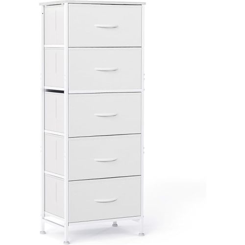 Sweetcrispy White Storage Drawer Bedroom Dresser, Tall Dresser for Closet