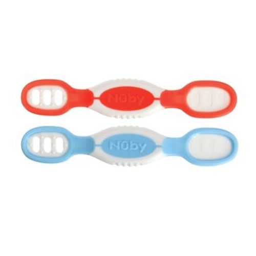 Nuby Dip or Scoop Spoons - Boy - 2pk: Silicone Baby Spoons, 4 Inch Length