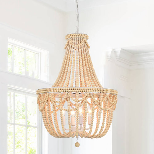 Bungalow Rose 4 - Light Crystal Tiered Chandelier with Beaded Accents | Wayfair