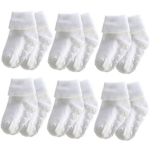 Xiyadun 6 &12 Pairs Infant Toddler Baby Kids Turn Cuff Ruffle Cotton Socks