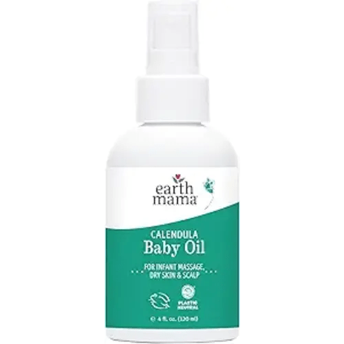 Earth Mama Calendula Baby Oil - Body and Massage Oil for Newborns and Infants - 4 fl oz - Fragrance-Free - Dry Skin & Scalp Moisturizer