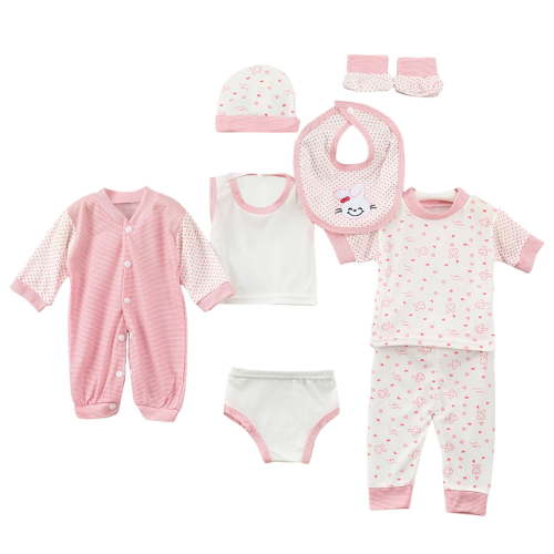 Zanarzt Baby Layette Set Unisex Baby Girl Layette Set Layette Gift Set Bodysuits Pants for Baby Girl and Boy 8 Piece Cotton Baby Must Have and Accessories Pink,0-3 Months