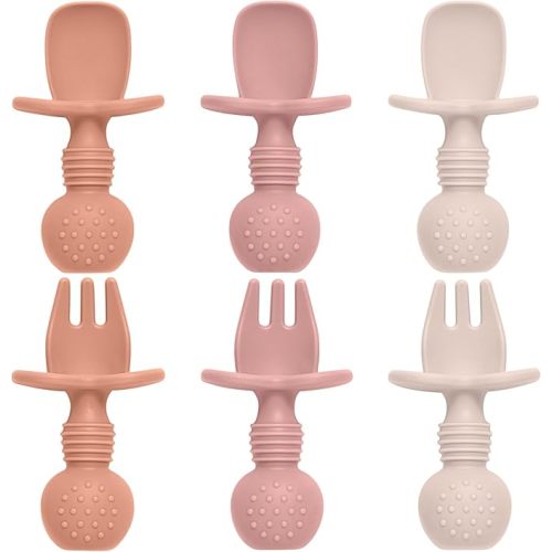 6 Pack Baby Spoons and Forks Set, Silicone Baby Spoons Self Feeding 6 Months for Toddler Utensils,BPA Free, Baby Led Weaning Supplies Feeding Essentials,Dishwasher and Boil Safe