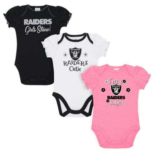 3-Pack Baby Girls Las Vegas Raiders Raiders Short Sleeve Bodysuits – Gerber Childrenswear