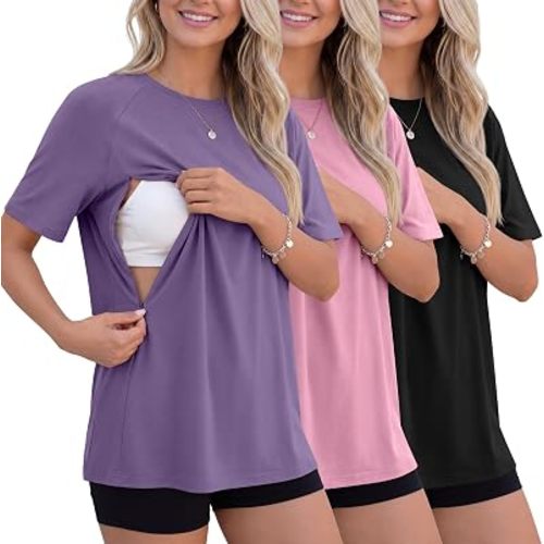 3 Pack Women's Oversized Nursing Tops