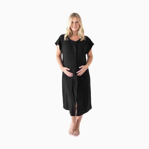 Universal Labor And Delivery Gown | 3 In 1 Labor, Delivery, Nursing Gown For Hospital - Black