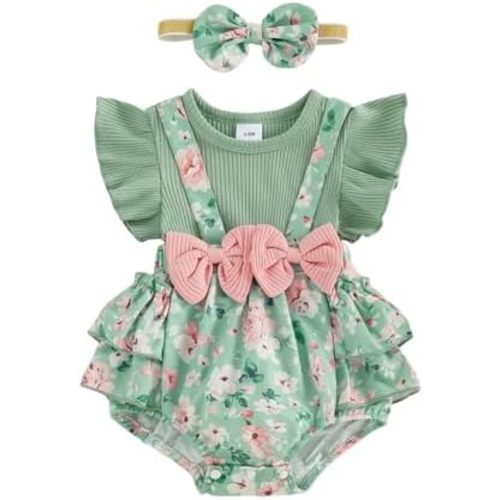 Socutebabe Baby Girl Floral Romper Dress Newborn 0 3 6 12 18 Months Clothes Outfit