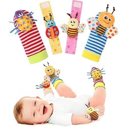 Bloobloomax Baby Rattles Toys for 0-12 Month, Infant Girl Boy Toys for Babies 3-6 Months, Newborn Hand & Foot Toys for 0 to 9 Months, Baby Shower Gifts Set with Wrist Rattle Socks