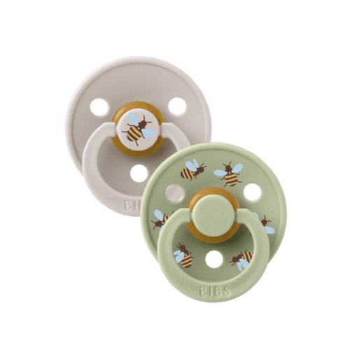 BIBS Studio Pacifier, Round Latex, Size 1 - Bumblebee Mushroom Mix