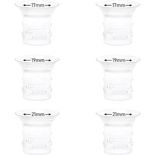 6pcs Flange Insert 17/19/21mm Compatible with eufy S1 Pro/S1/E10/E20 Wearable Breast Pump, Replace for eufy Breast Pump Sizing Insert, Fit for Breast Pump Replacement Parts