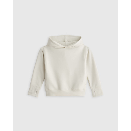 Girls SuperSoft Fleece Crop Pullover Hoodie in Off White