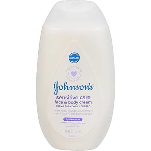 Johnson'S, Sensitive Care Baby Face & Body Cream Lightly Scented, 13.6 Fl Oz