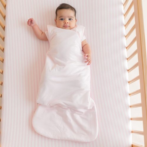 Crib Sheet in Small Sakura Stripe - Kyte Baby Bamboo Baby Clothes, Sleep Bags & Essentials