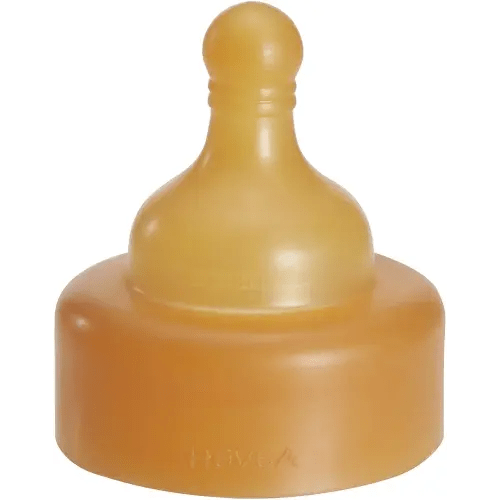 HEVEA Wide Neck Baby Bottle Nipple - Slow Flow Glass Bottle Nipple for Newborn Babies - Single-Pack - 100% Natural Rubber 0+ Months