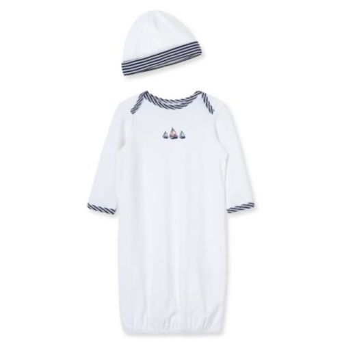 Baby Boys Sailboats Gown and Hat, 2 Piece Set
