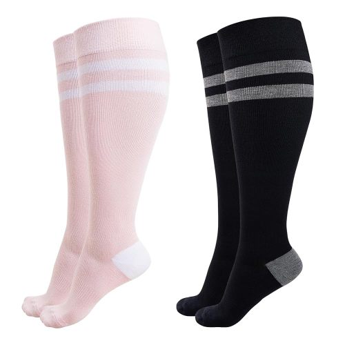 Momcozy Compression Socks for Women Wide Calf, 15-20mmHg Knee High Support Socks for Pregnancy, Nurses, Travel, Flying