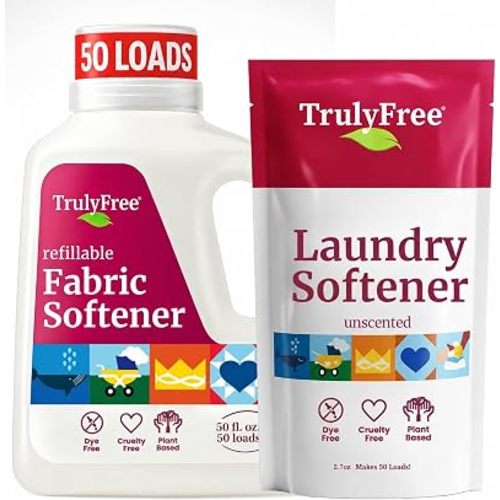Truly Free Plant Based Fabric Softener - Unscented - 1 Jug + 1 Fill, 2.7oz