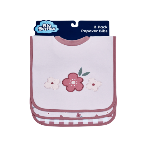 Big Softies 3 Pack Popover Bibs, Floral