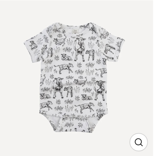 short sleeve lap neck bodysuit | black cow pasture | organic cotton interlock