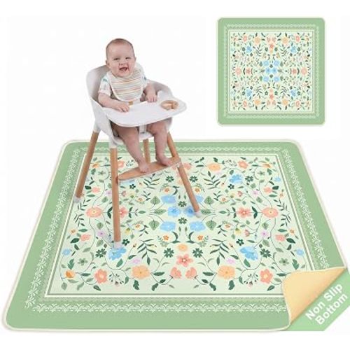 Splat Mat for Under High Chair Waterproof Non Slip Floor Mat for Baby