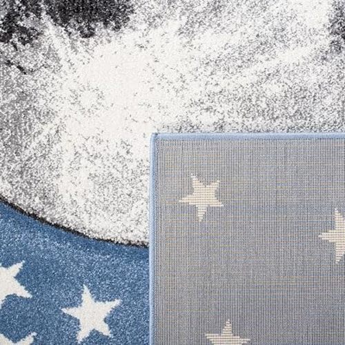 SAFAVIEH Carousel Kids Collection Accent Rug - 2' x 3', Light Blue & Grey, Non-Shedding & Easy Care, Ideal for High Traffic Areas for Boys & Girls in Playroom, Nursery, Bedroom (CRK135L)