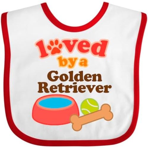 inktastic Golden Retriever Loved By a Baby Bib