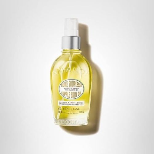L'Occitane Almond Body Oil, Moisturizes, Nourishes, Hydrates, Softens Dry Skin, Absorbs Fast, Lightweight, Non-Greasy, Luxurious Post-Shower Skincare