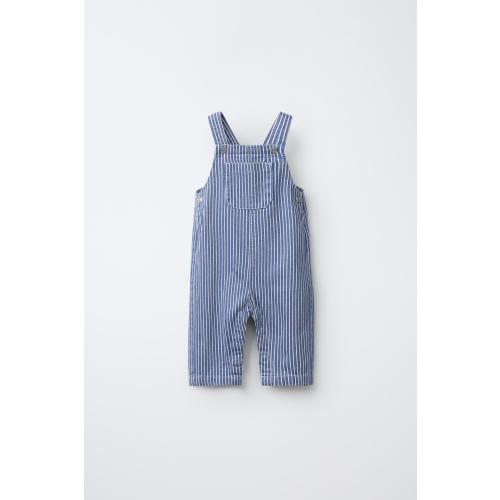 STRIPED TWILL OVERALLS - Blue / White | ZARA United States