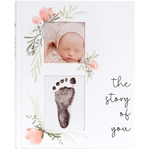 Baby Memory Book for the Modern Minimalist - Simple Baby Book for Girl - First Years Journal - Monthly Milestone Keepsake Record Book - Pregnancy Gift for Baby Shower (Pink)