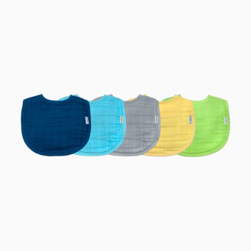 GREEN SPROUTS Organic Muslin Bibs (5 Pack) - Blue Set