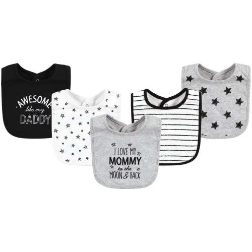 Hudson Baby Infant Boy Cotton Bibs, Mom Dad Moon And Back, One Size