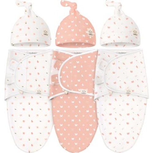 3-Pack Soothe Swaddle Wraps with Knot Hats, Medium