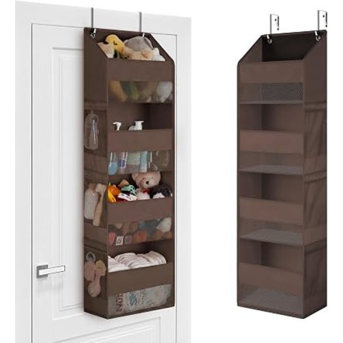 GRANNY SAYS Over The Door Organizer for Baby Clothes, 4-Shelf, Dark Brown