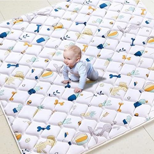 Premium Foam Baby Play Mat 50" X 50", Thicken One-Piece Crawling Mat, Non-Slip Cushioned Activity PlayMats for Infants, Babies, Toddlers, Play & Tummy Time
