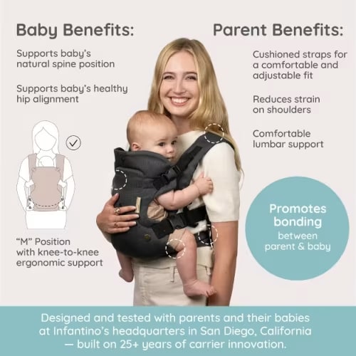 Infantino Flip Luxe 4-in-1 Convertible Baby Carrier - 0-42 Months - Onyx