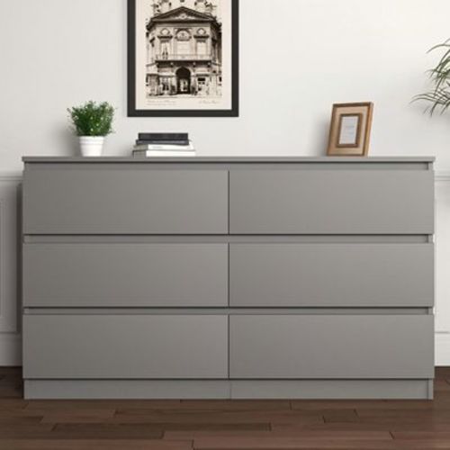 Resenkos Modern Mid Century 6 Drawer Wide Dressers Chests for Bedroom, Chest of Drawer Organizer