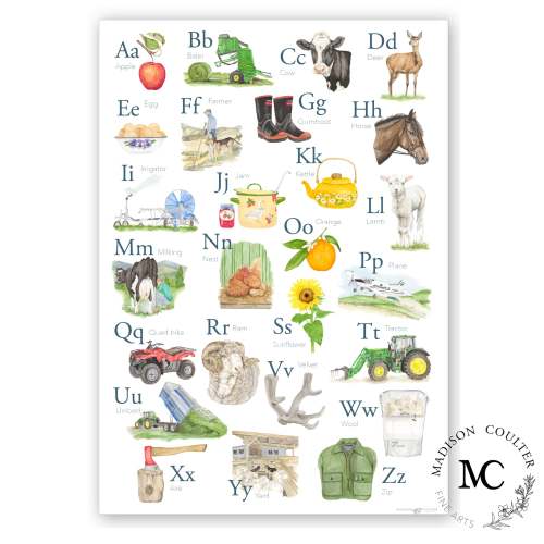 Farm Life Artistic ABC Poster