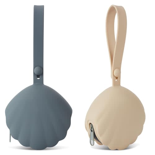 Silicone Pacifier Holder Case, Portable Leakproof Design Baby Pacifier Storage Case, BPA Free, Easy Clean, 2 Pack (Dark Grey+Shifting Sand)