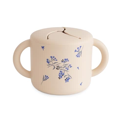 mushie Silicone Snack Cup | Spill Proof Food Container for Toddler and Baby (Lilac Flowers)