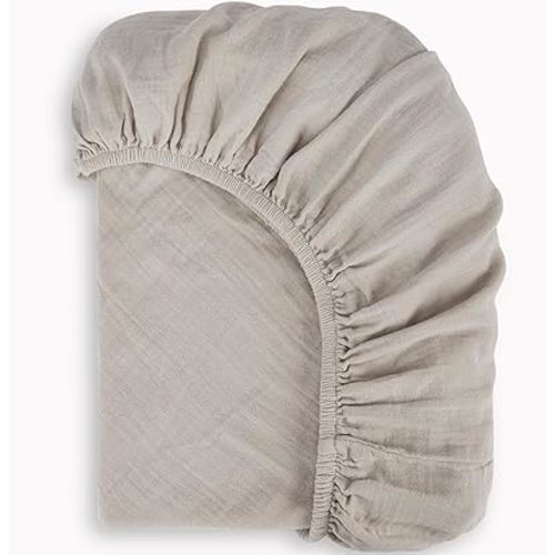 Bioweaves Organic Cotton Muslin Crib Sheet, GOTS Certified Fitted Crib Mattress Sheet, Extra Soft & Breathable for Toddler, Baby Boys & Girls, 52" x 28”, 8 Inch Pocket, Wind Chime