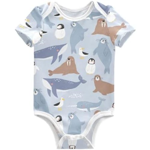 Ollabaky Unisex Baby Bodysuits Short Sleeve Cotton Baby Clothes for Girls 0-24 Months